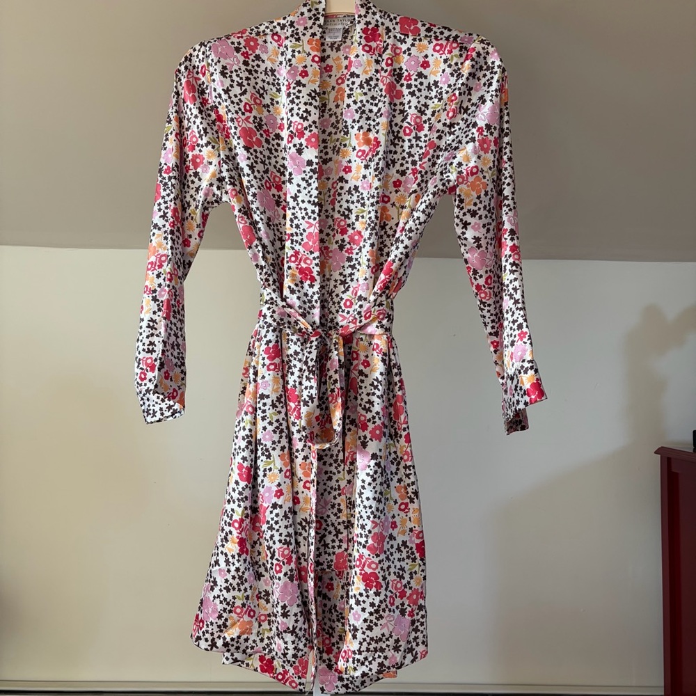 Morgan Taylor Floral Spring Print Lightweight Kimono Robe Sz S Vintage Inspired